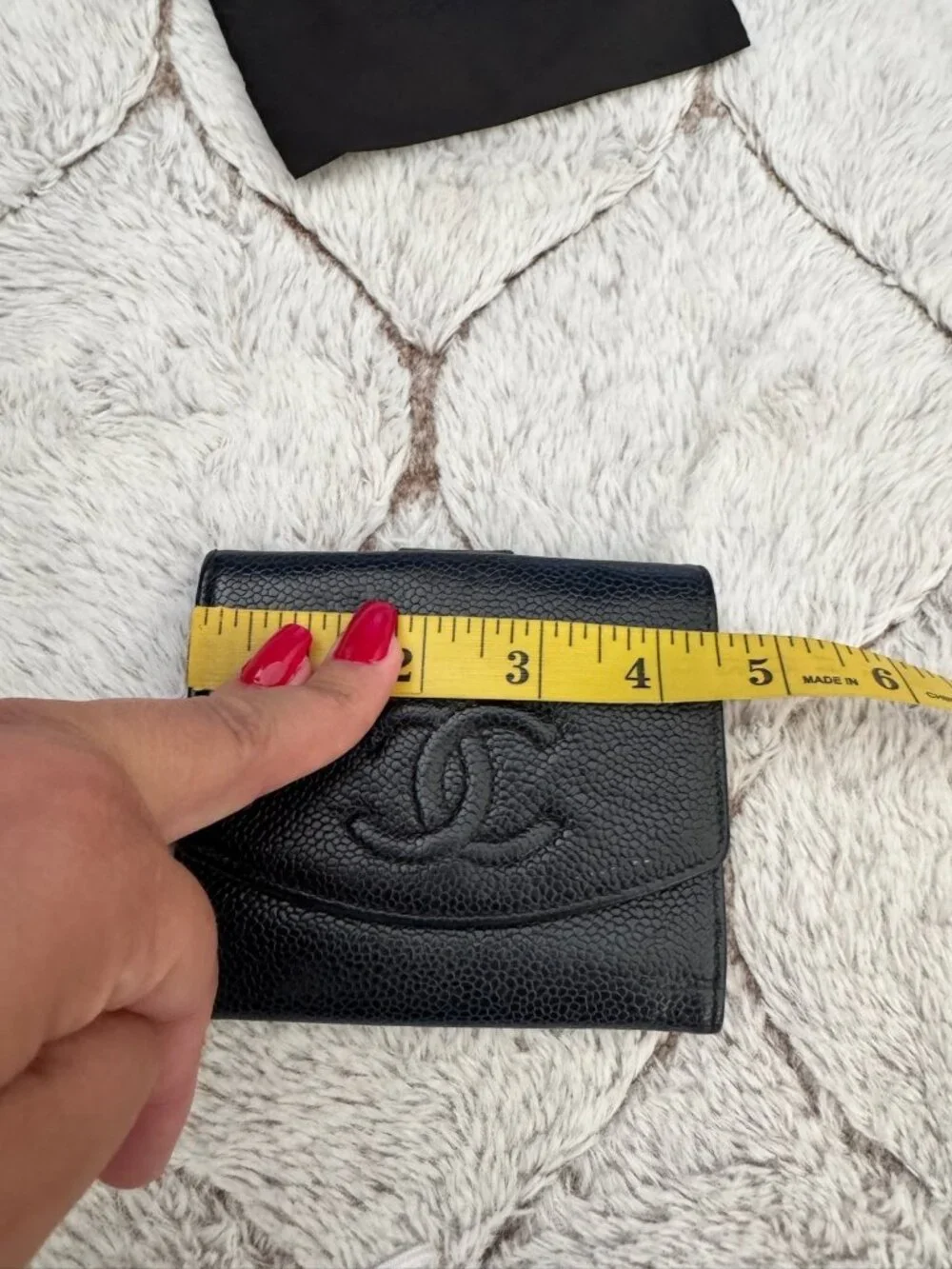 Chanel Caviar Timeless CC Compact Black Leather Wallet